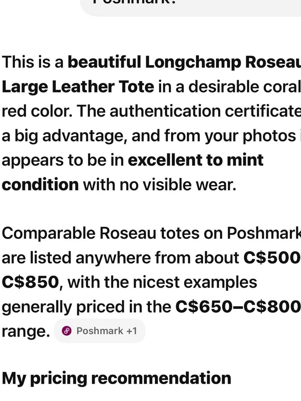 Longchamp Roseau Coral-Red Leather Tote with Toggle Detail - Picture 13 of 17
